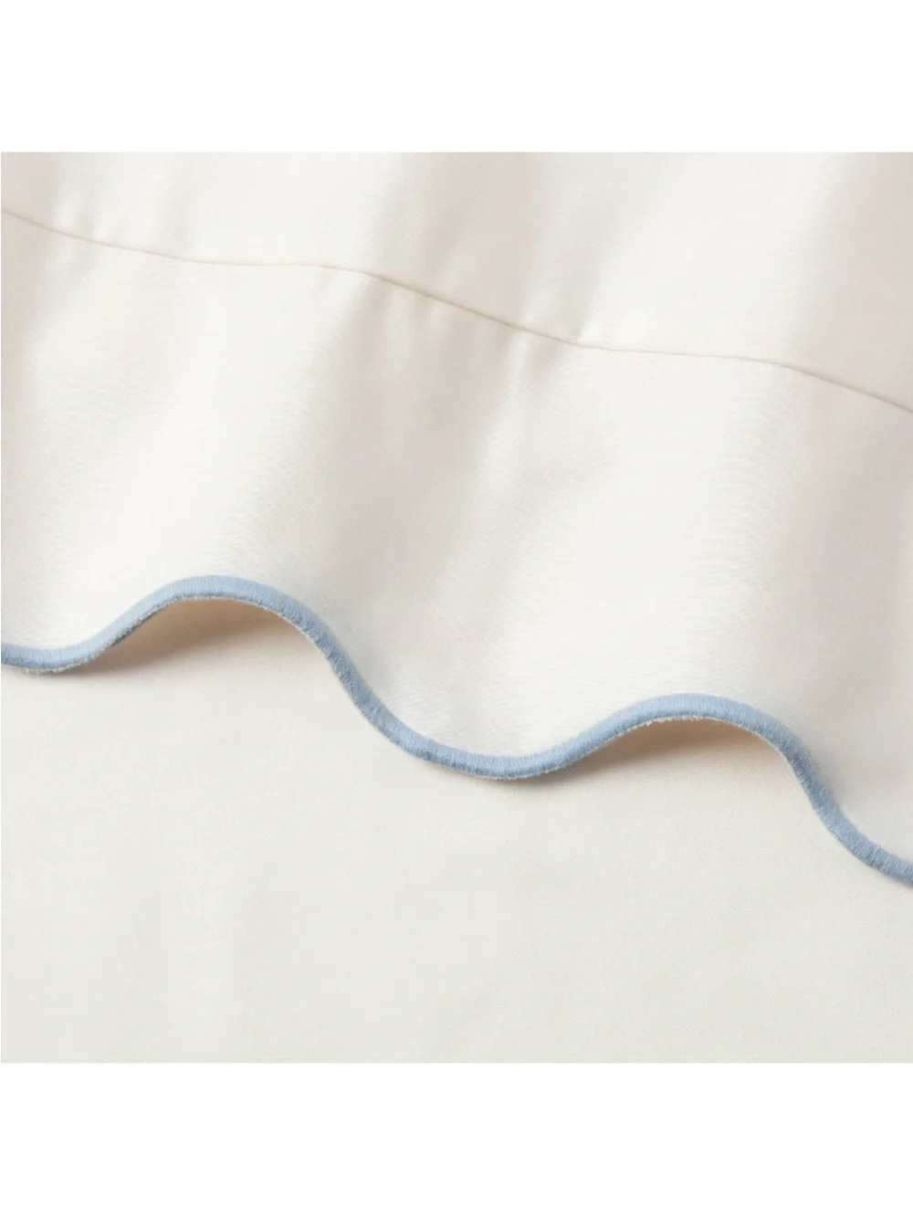 QUEEN Threshold 400 Thread Count Performance Sheet Set Blue Scalloped Hem NEW